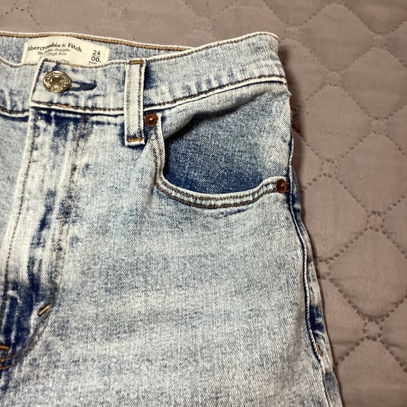 Abercrombie & Fitch The Ankle Straight Ultra High Rise Jeans Patch Size 24/00L - Picture 8 of 16